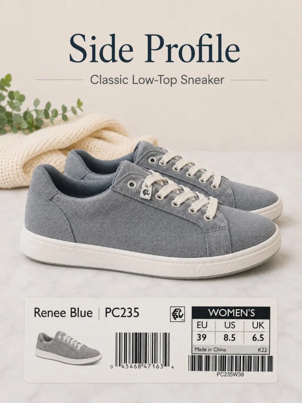 Aetrex Renee Women’s 8.5 Blue Canvas Comfort Sneakers New in Box